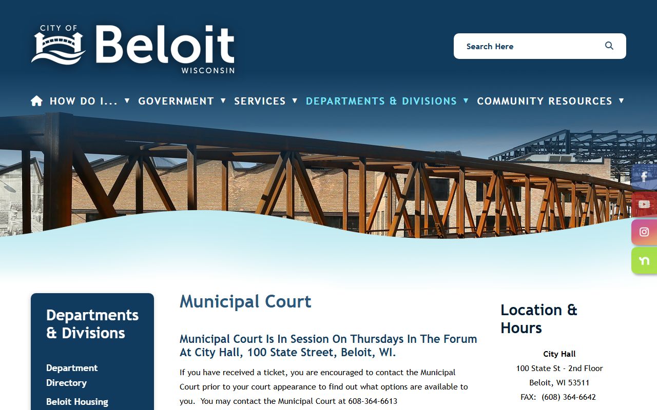 Beloit Residents Directory at Beloit Municipal Court