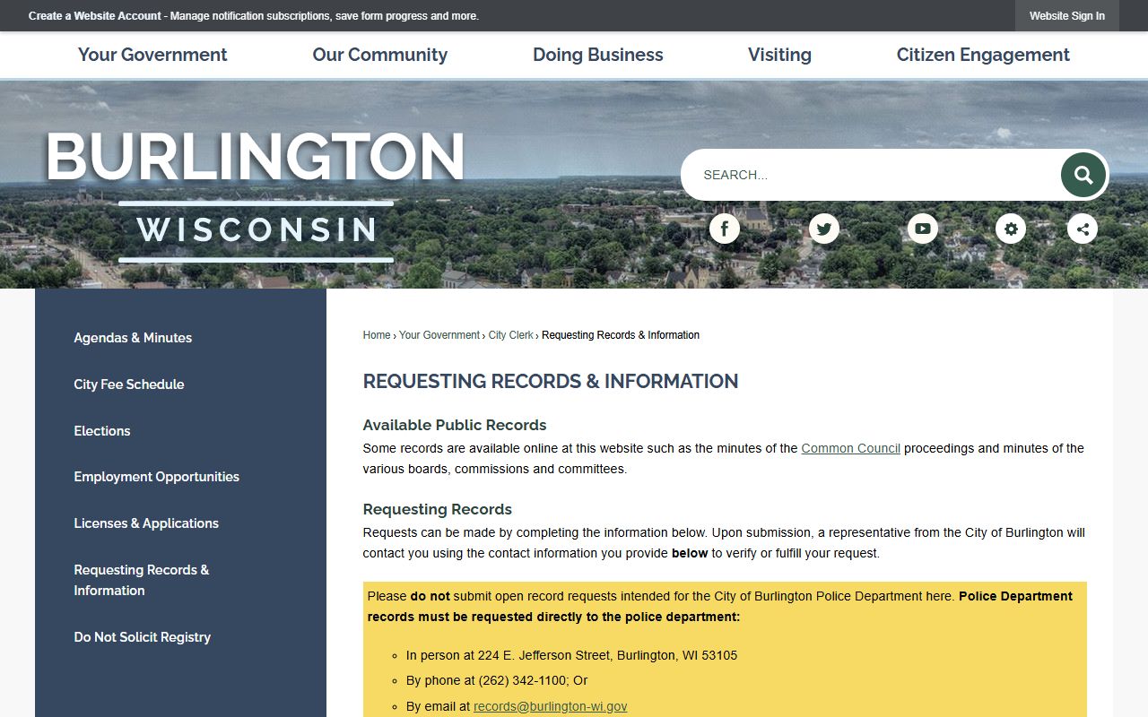 Burlington Residents Directory police records