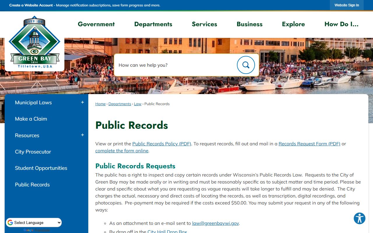 Green Bay Residents Directory at Green Bay Public Records