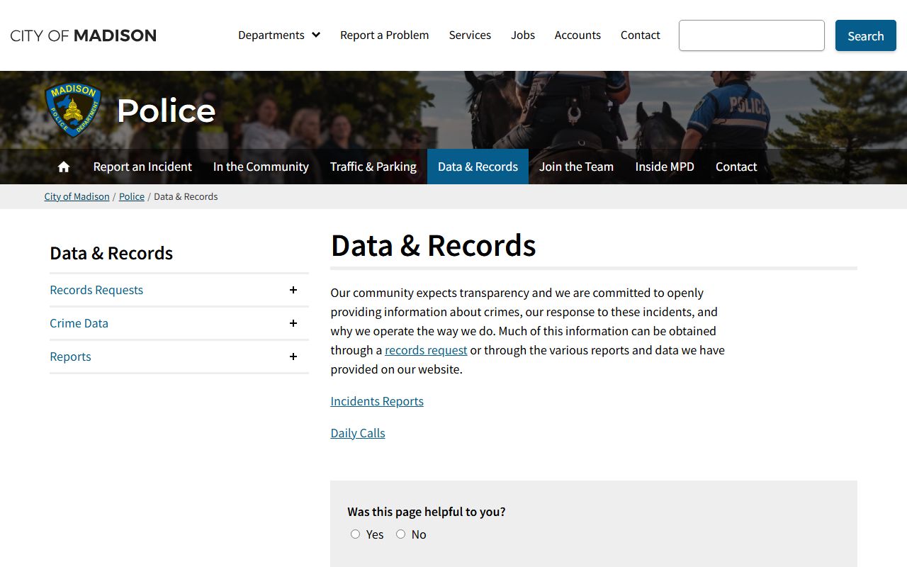 Madison Residents Directory at Madison Police Department Data and Records