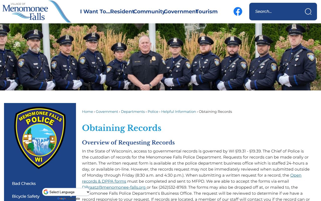 Menomonee Falls Residents Directory police records