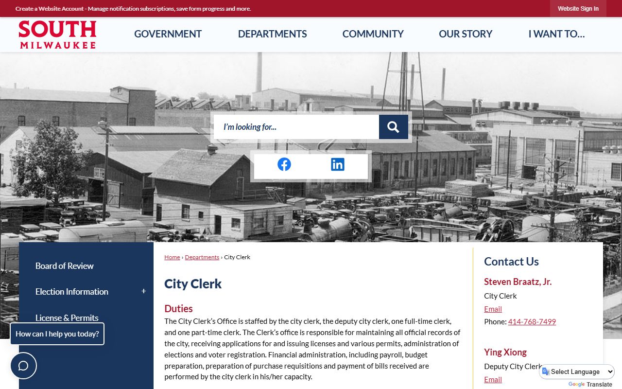 South Milwaukee Residents Directory city clerk records