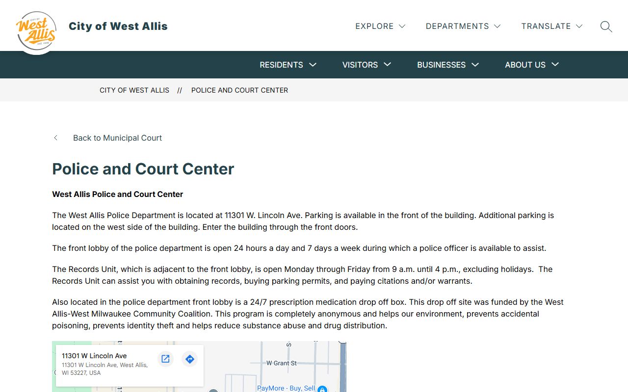 West Allis Residents Directory at the West Allis Police and Court Center