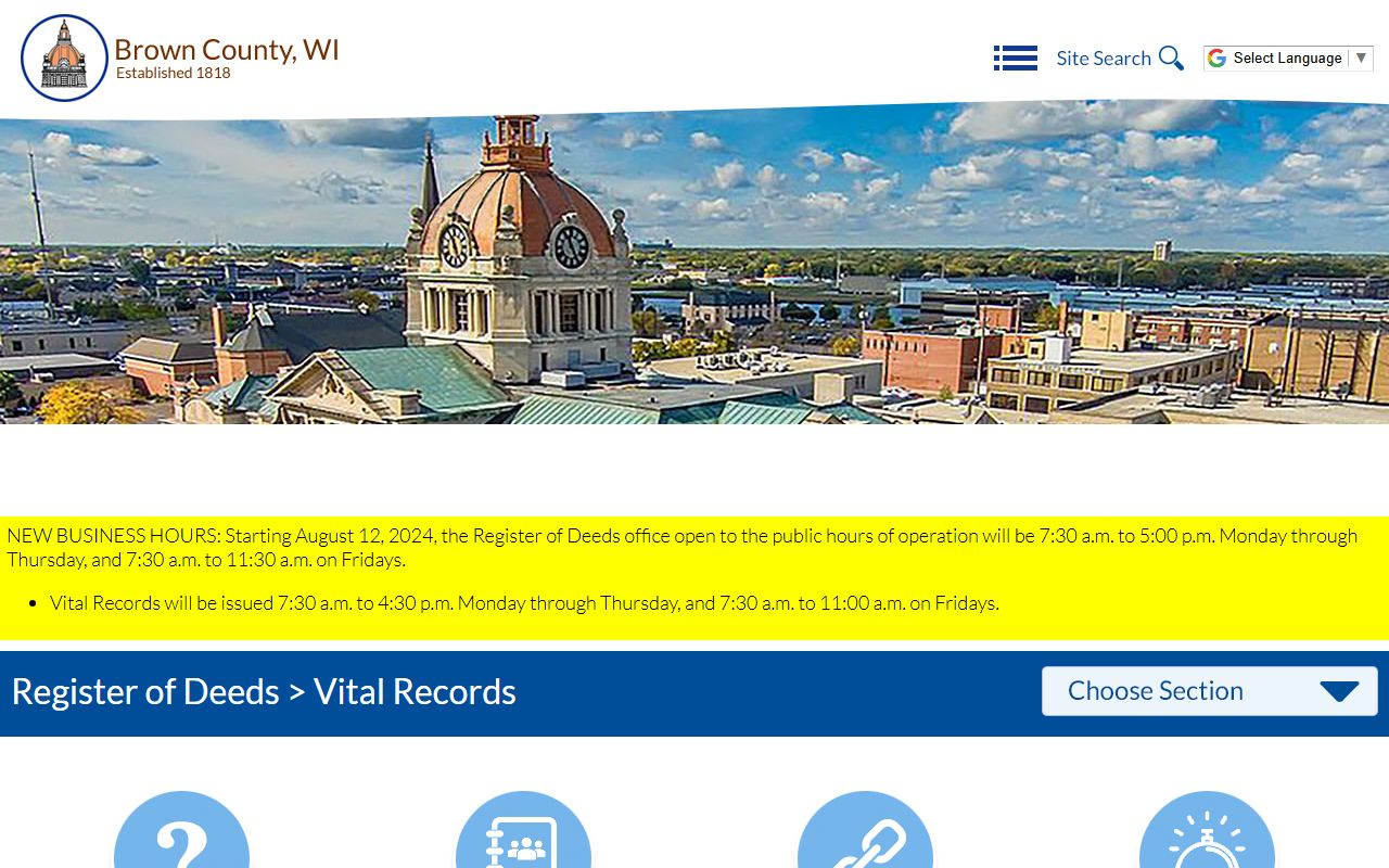Brown County Residents Directory vital records page