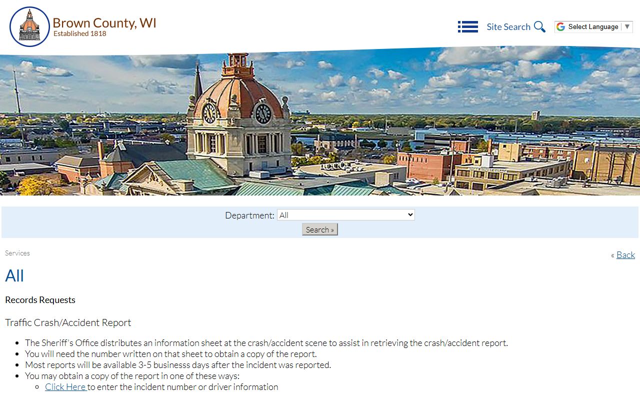 Brown County Residents Directory at the Sheriff's Office Records Section