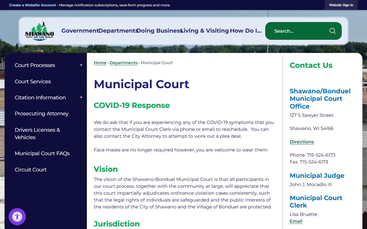 Shawano Residents Directory municipal court records