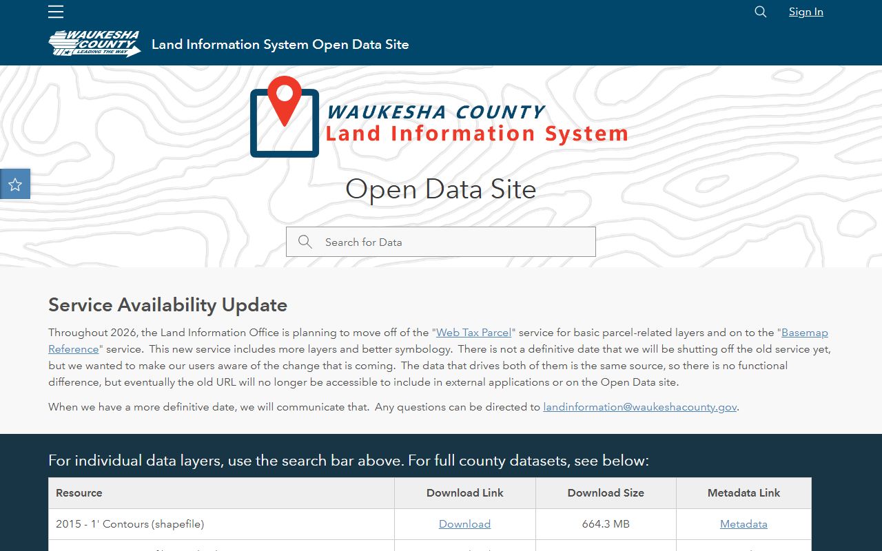 Waukesha County Residents Directory at the open data portal