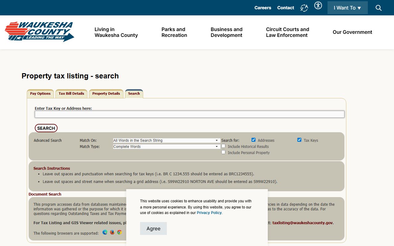 Waukesha County Residents Directory at the tax portal