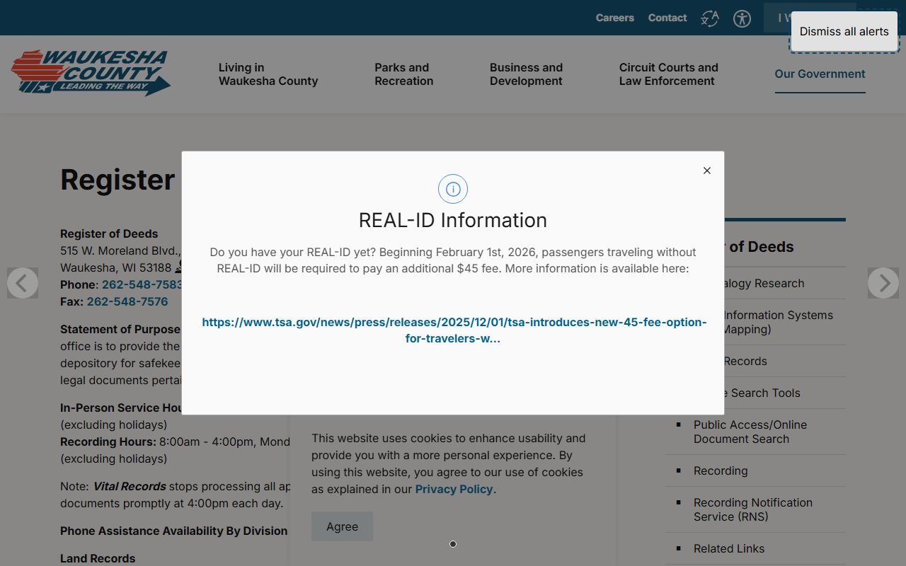 Waukesha County Residents Directory at the Register of Deeds