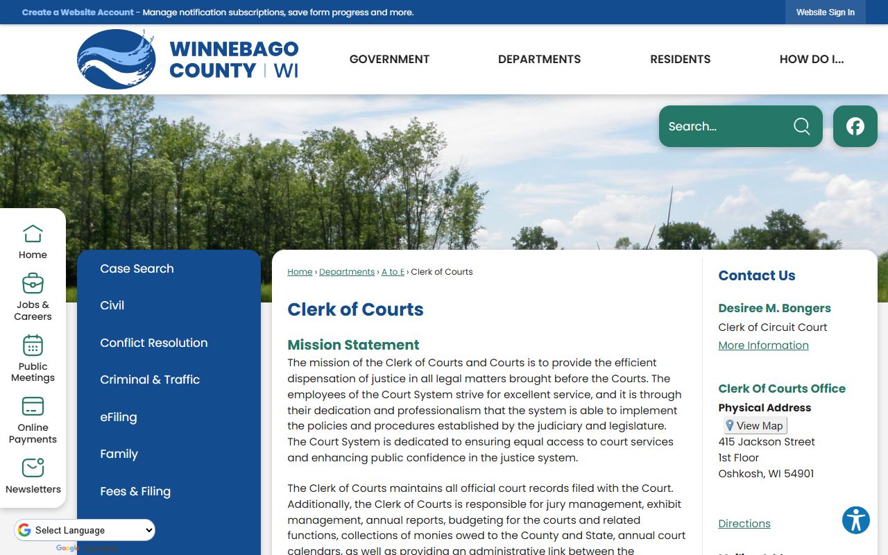 Winnebago County Residents Directory clerk of courts image