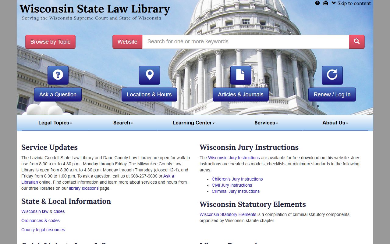 Wisconsin Residents Directory state law library resource