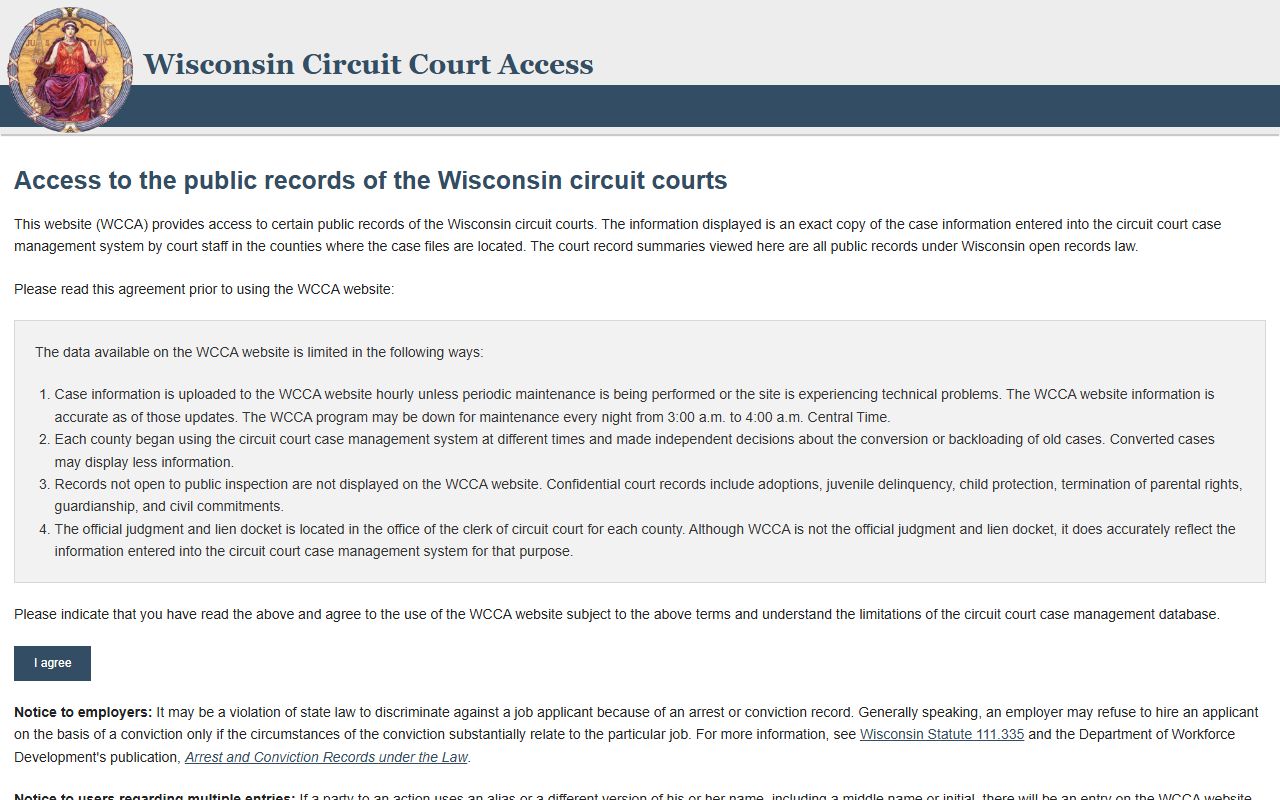 Wisconsin Residents Directory court access search portal